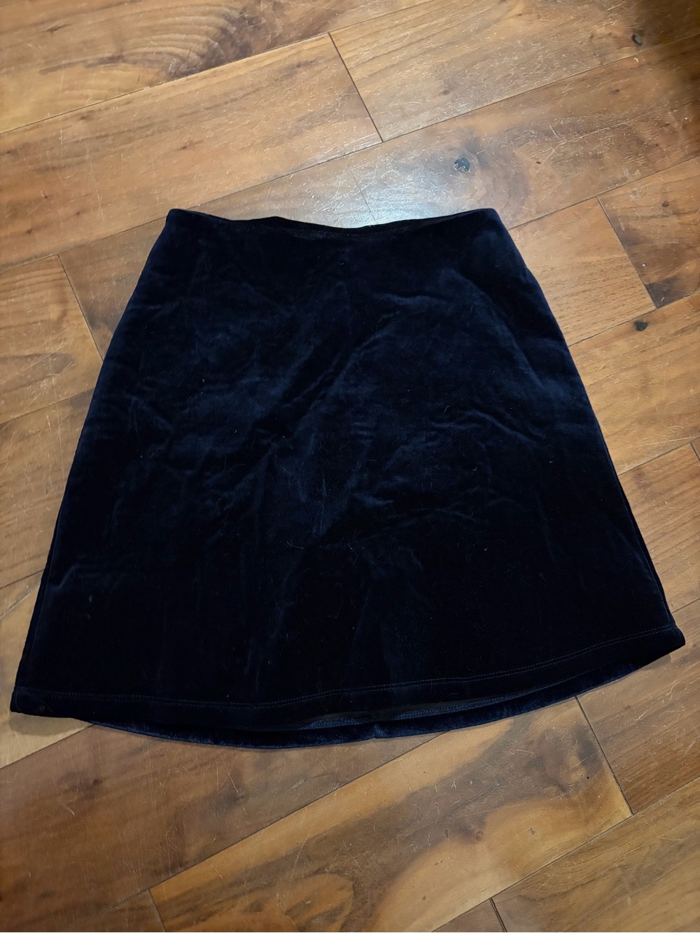 Elegant Navy Velvet A-Line Skirt